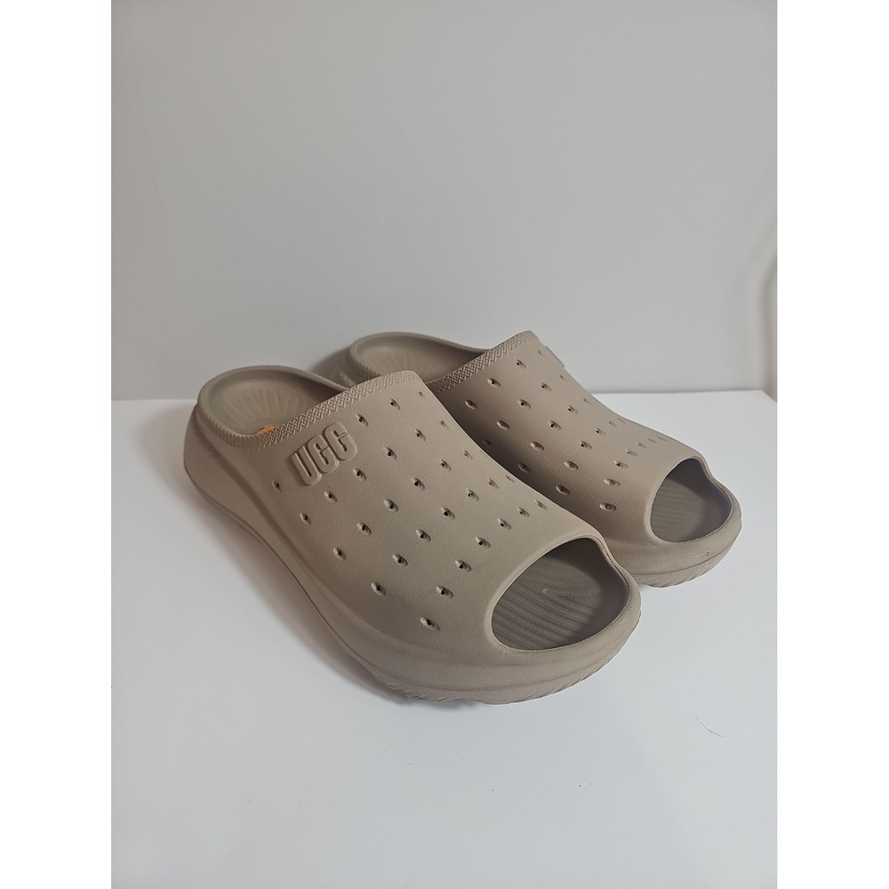 UGG Slide It Mens US 12 Sandals Beige Comfort Open Toe Perforated Casual Slip On